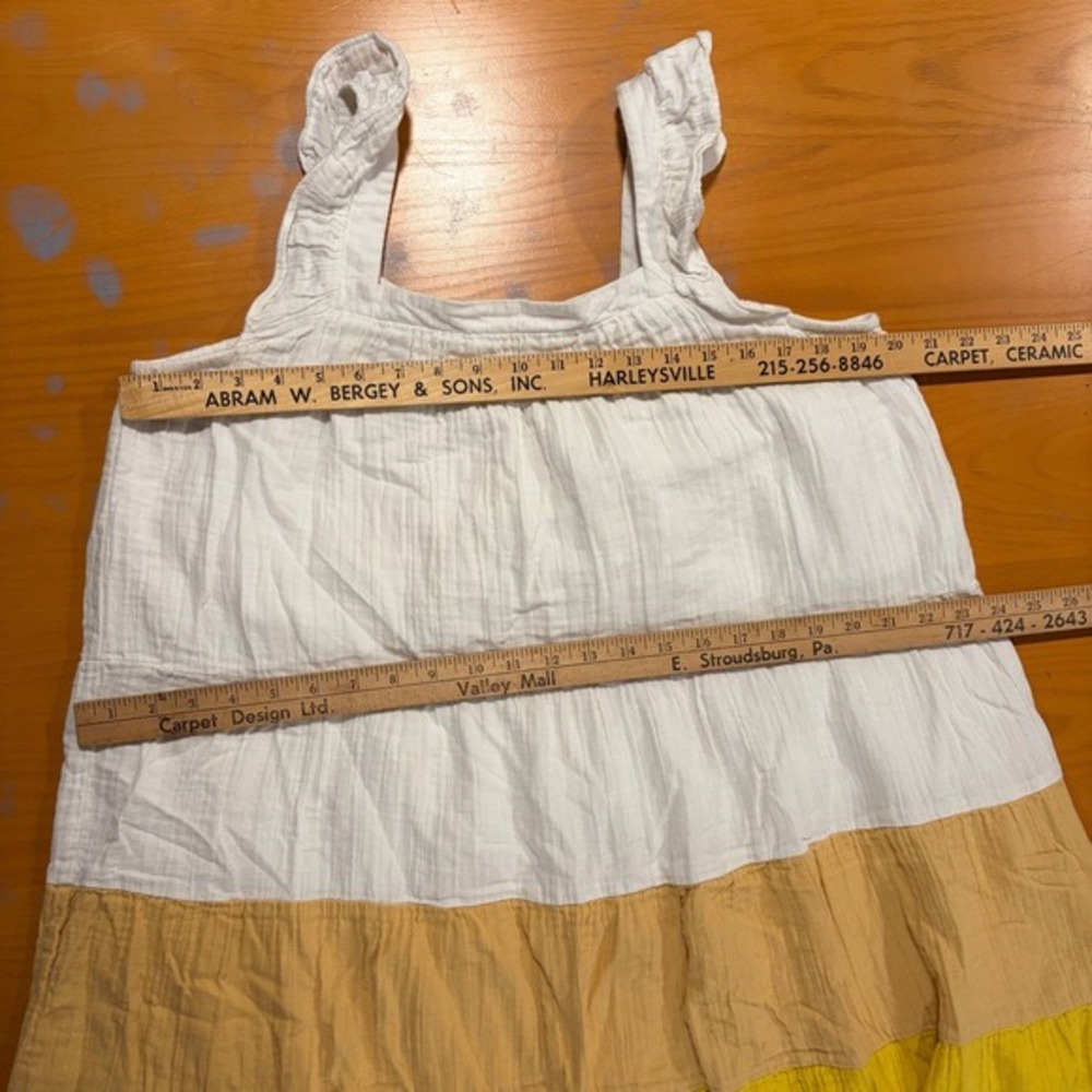 Mud Pie Cotton M Ruffle Sleeve Tiered Colorblock Muslin Shift Sun Dress Cottage - Picture 7 of 9